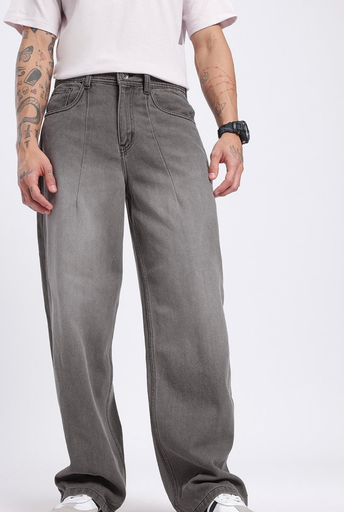Men Drip Faded Baggy Fit Jeans